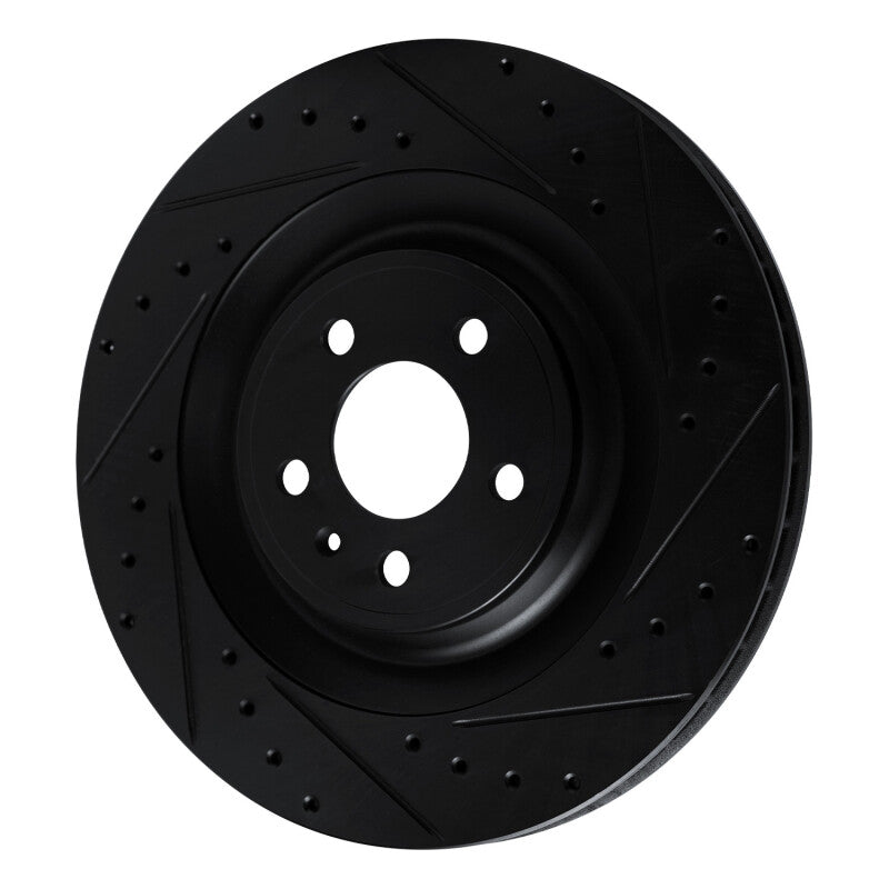 R1 Concepts R1 15-18 Porsche Macan Rear Right Drilled & Slotted Black Brake Rotor