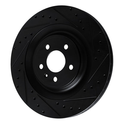 R1 Concepts R1 15-18 Porsche Macan Rear Right Drilled & Slotted Black Brake Rotor
