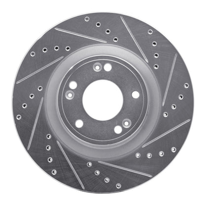 R1 Concepts R1 09-11 Hyundai Genesis Sedan Front Right Drilled & Slotted Silver Brake Rotor