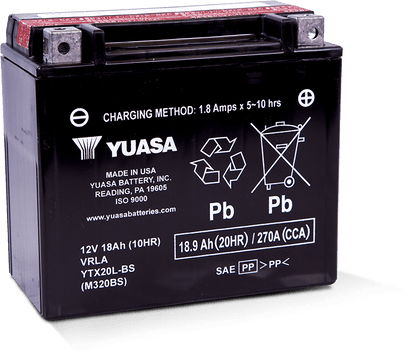 Yuasa Battery Yuasa YTX20L-BS Maintenance Free AGM 12-Volt Battery w/Bottle