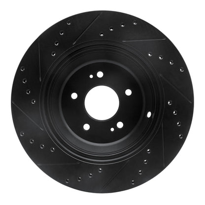 R1 Concepts R1 17-19 Genesis G90 Rear Right Drilled & Slotted Black Brake Rotor