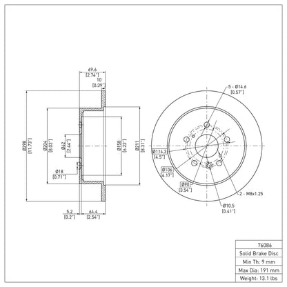 DFC 09-15 Toyota Venza Rear Brake Rotor