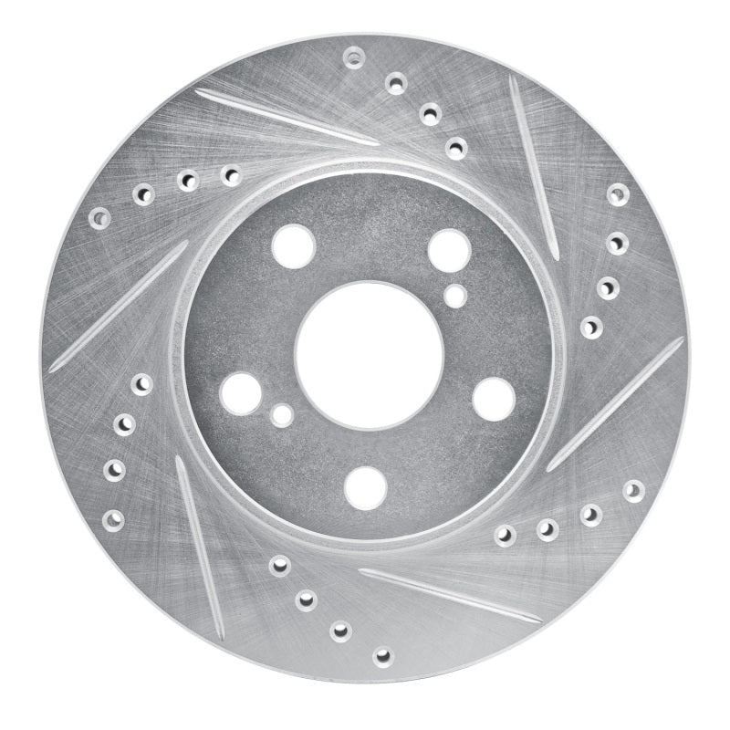 R1 Concepts R1 94-00 Toyota Celica Front Right Drilled & Slotted Silver Brake Rotor