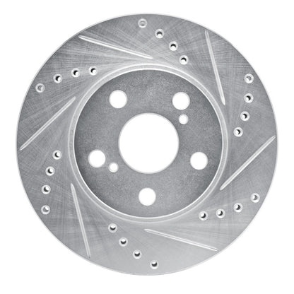 R1 Concepts R1 94-00 Toyota Celica Front Right Drilled & Slotted Silver Brake Rotor