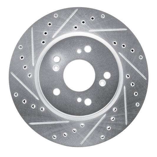 R1 Concepts R1 07-16 Acura RDX Front Left Drilled & Slotted Silver Brake Rotor