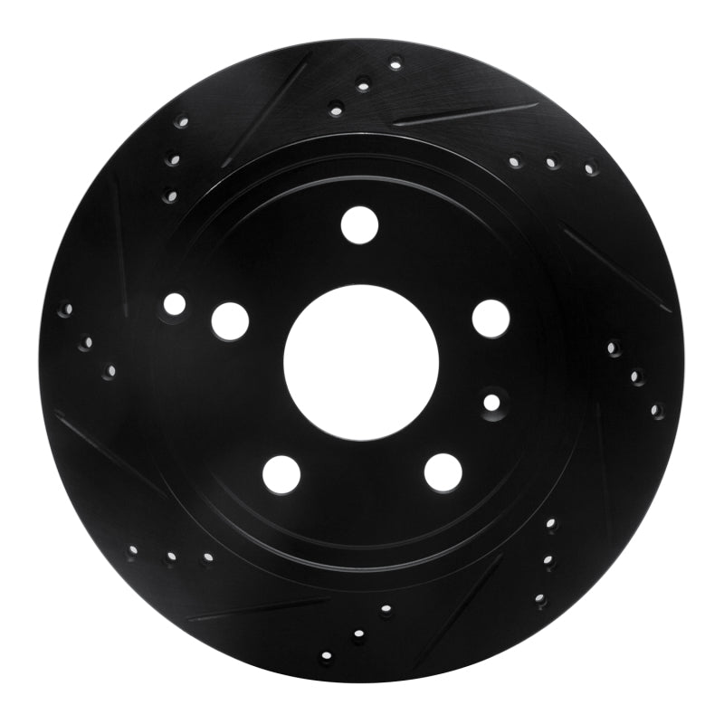 R1 Concepts R1 10-17 Chevrolet Equinox Rear Left Drilled & Slotted Black Brake Rotor