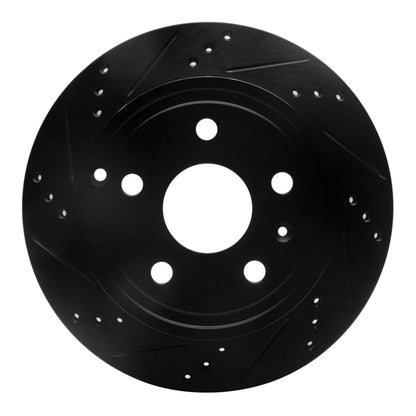 R1 Concepts R1 10-17 Chevrolet Equinox Rear Left Drilled & Slotted Black Brake Rotor
