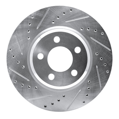 R1 Concepts R1 09-23 Dodge Challenger Front Left Drilled & Slotted Silver Brake Rotor