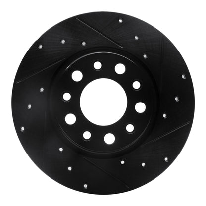 R1 Concepts R1 2014-2022 Chrysler 200 Rear Right Drilled & Slotted Black Brake Rotor