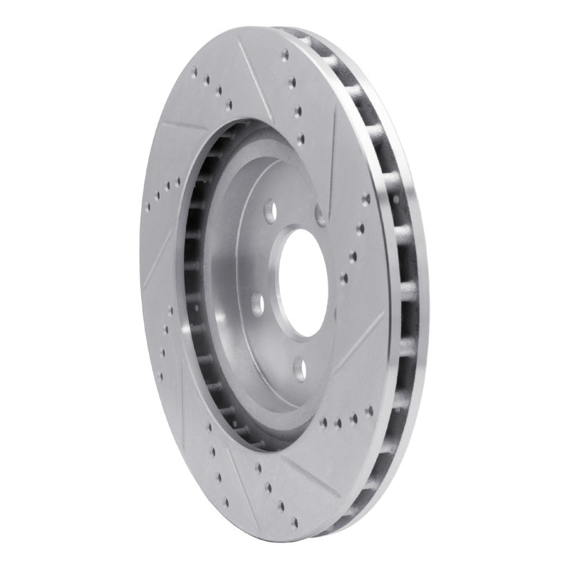 R1 Concepts R1 94-04 Ford Mustang Front Left Drilled & Slotted Silver Brake Rotor