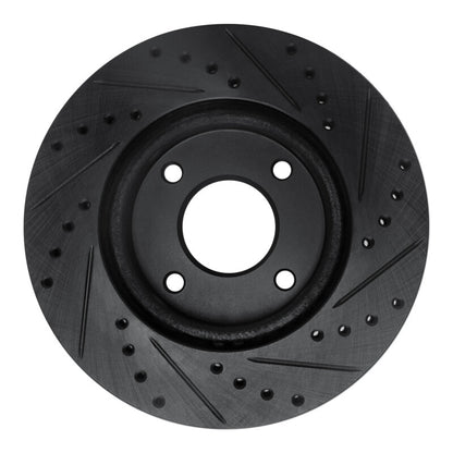 R1 Concepts R1 07-14 Nissan Sentra Front Left Drilled & Slotted Black Brake Rotor