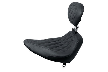 Mustang Motorcycle Mustang 84-06 Harley Standard Rear Tire Wide Tripper Solo Seat w/DBR Diamond Stitch - Black