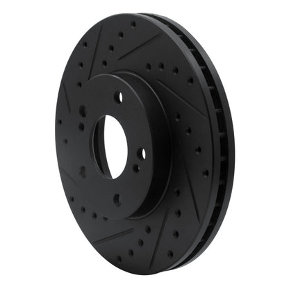 R1 Concepts R1 89-96 Nissan 300ZX Front Left Drilled & Slotted Black Brake Rotor