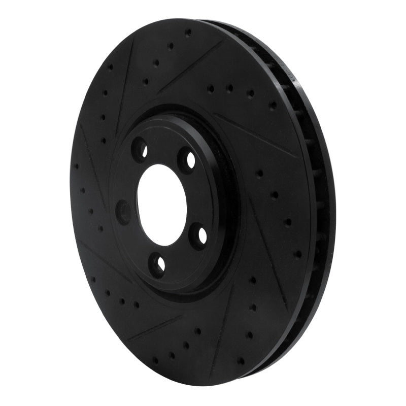 R1 Concepts R1 03-05 Jaguar S-Type Front Left Drilled & Slotted Black Brake Rotor