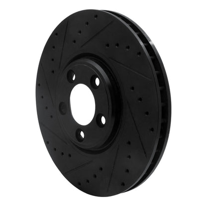 R1 Concepts R1 03-05 Jaguar S-Type Front Left Drilled & Slotted Black Brake Rotor