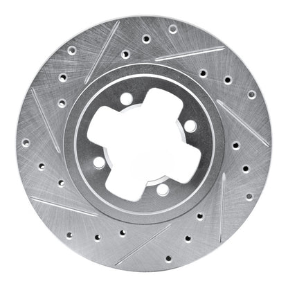 R1 Concepts R1 81-88 Nissan Maxima Front Left Drilled & Slotted Silver Brake Rotor