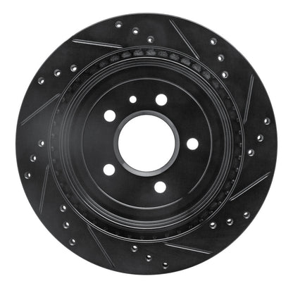 R1 Concepts R1 13-19 Cadillac ATS Rear Left Drilled & Slotted Black Brake Rotor