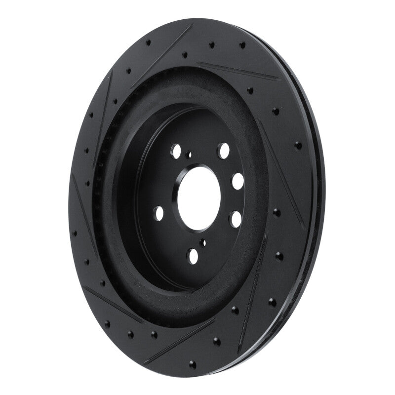 R1 Concepts R1 2020-2025 Lexus RX450h+ Rear Right Drilled & Slotted Black Brake Rotor