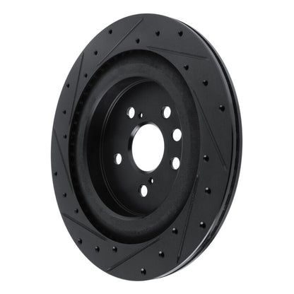R1 Concepts R1 2020-2025 Lexus RX450h+ Rear Right Drilled & Slotted Black Brake Rotor