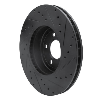 R1 Concepts R1 11-19 BMW 640I Gran Coupe Front Left Drilled & Slotted Black Brake Rotor