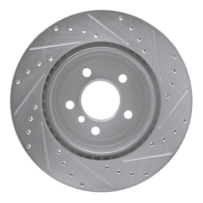 R1 Concepts R1 11-16 BMW 528I xDrive Rear Left Drilled & Slotted Silver Brake Rotor