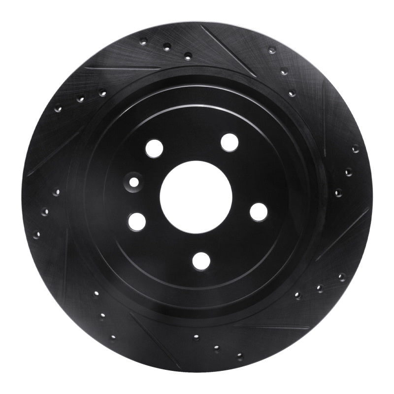 R1 Concepts R1 08-14 Cadillac CTS Rear Right Drilled & Slotted Black Brake Rotor