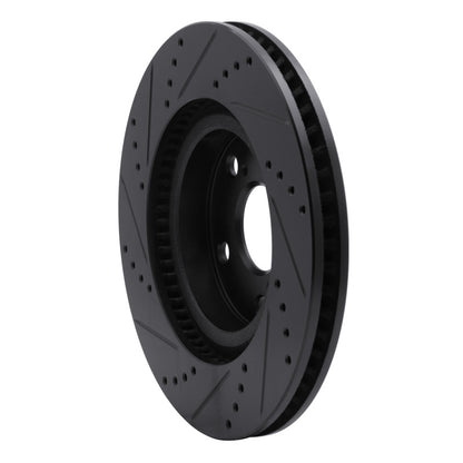 R1 Concepts R1 06-10 BMW 530XI Rear Right Drilled & Slotted Black Brake Rotor