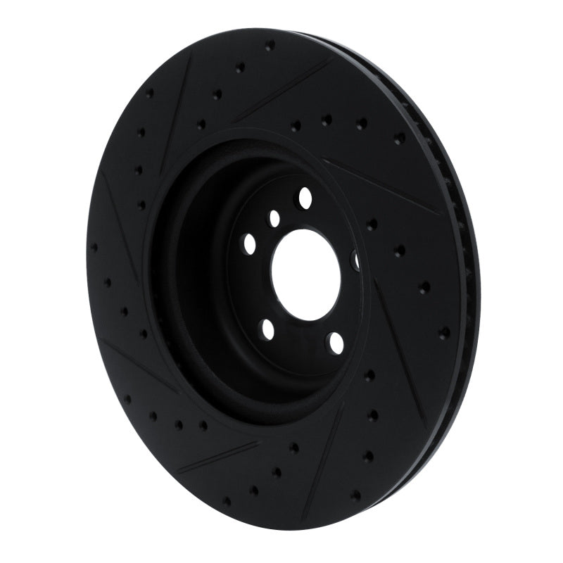R1 Concepts R1 16-25 BMW 330e Rear Right Drilled & Slotted Black Brake Rotor