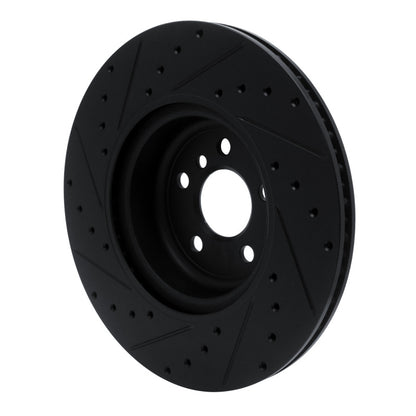 R1 Concepts R1 16-25 BMW 330e Rear Right Drilled & Slotted Black Brake Rotor