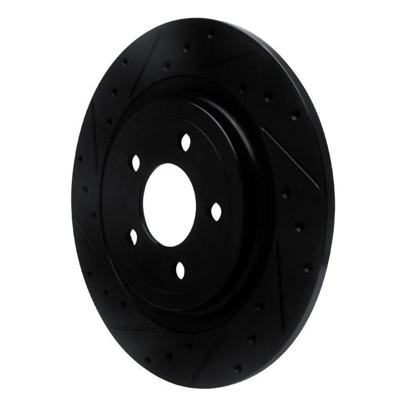R1 Concepts R1 20-25 Ford Mustang Rear Left Drilled & Slotted Black Brake Rotor