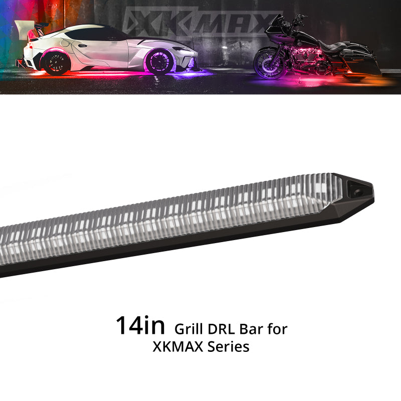 XKGLOW XK Glow 14in XKmax DRL Truck Grill Flexible Light App Cntl Bar 2pc