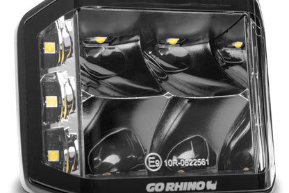 Go Rhino Xplor Blackout Series Cube LED Sideline Spot Light Kit (Surface Mount) 4x3 - Blk (Pair)