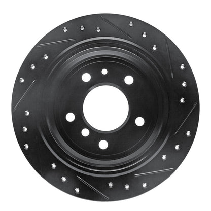 R1 Concepts R1 81-86 BMW 735I Rear Left Drilled & Slotted Black Brake Rotor