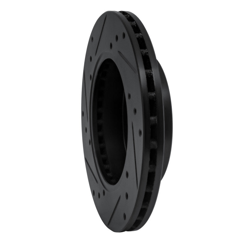 R1 Concepts R1 85-89 Nissan STANZA Front Right Drilled & Slotted Black Brake Rotor