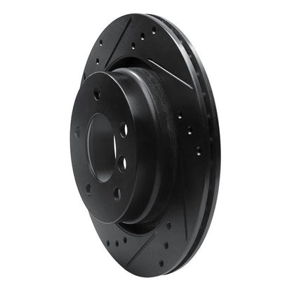 R1 Concepts R1 99-06 BMW 323I Rear Left Drilled & Slotted Black Brake Rotor