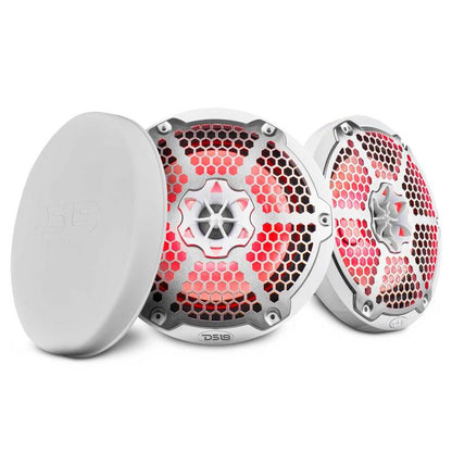DS18 NXL-M Series Speaker w/ RGB LED Lights 8in 2-Way 125 Watts RMS 4 ohm White w/ Cover