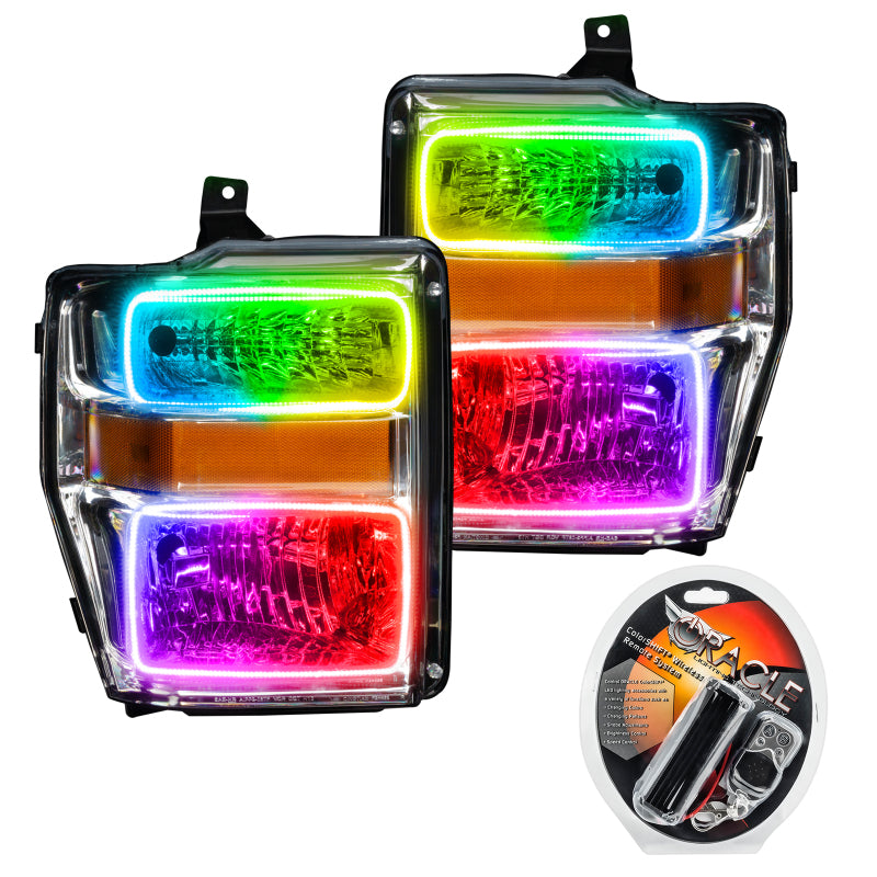 ORACLE Lighting Oracle 08-10 Ford F250/350 Pre-Assembled Halo Headlights - Chrome Housing - ColorSHIFT