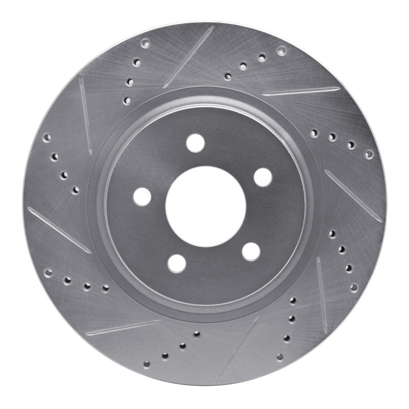 R1 Concepts R1 94-04 Ford Mustang Front Left Drilled & Slotted Silver Brake Rotor