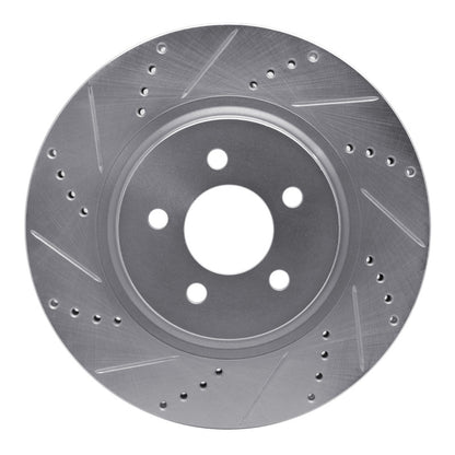 R1 Concepts R1 94-04 Ford Mustang Front Left Drilled & Slotted Silver Brake Rotor