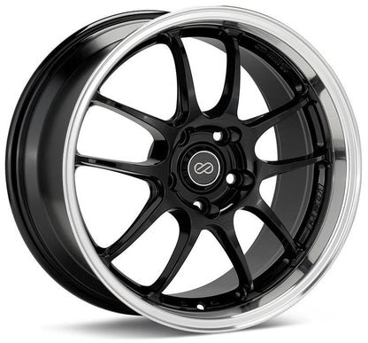 Enkei PF01SS 17x8 5x114.3 50mm Offset 75mm Bore Diameter Gloss Black w/ Machined Lip