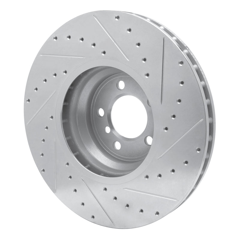 R1 Concepts R1 07-08 BMW ALPINA B7 Front Left Drilled & Slotted Silver Brake Rotor