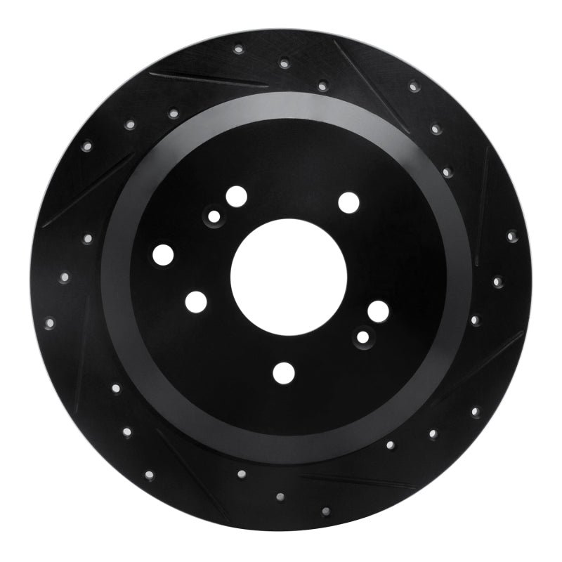R1 Concepts R1 07-12 Hyundai Veracruz Rear Right Drilled & Slotted Black Brake Rotor