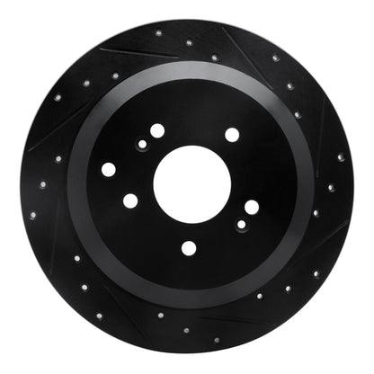 R1 Concepts R1 07-12 Hyundai Veracruz Rear Right Drilled & Slotted Black Brake Rotor