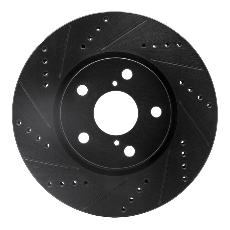 R1 Concepts R1 20-22 Ford Mustang Right Front Drilled & Slotted Black Brake Rotor