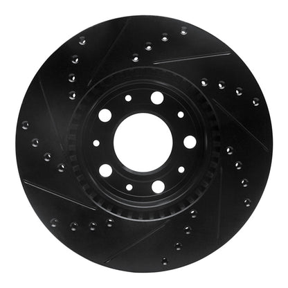 R1 Concepts R1 95-04 Volvo S90 Front Right Drilled & Slotted Black Brake Rotor