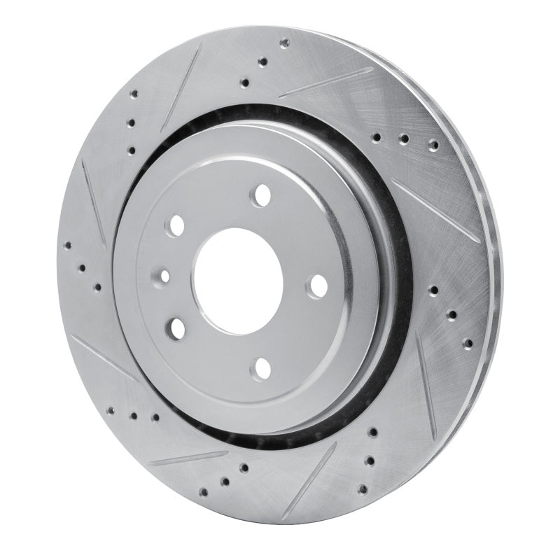 R1 Concepts R1 14-19 Chevrolet Corvette Rear Left Drilled & Slotted Silver Brake Rotor