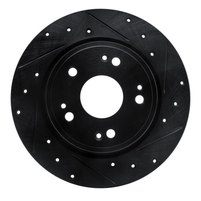 R1 Concepts R1 16-16 Honda CR-Z Rear Right Drilled & Slotted Black Brake Rotor
