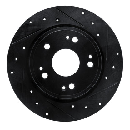 R1 Concepts R1 16-16 Honda CR-Z Rear Right Drilled & Slotted Black Brake Rotor