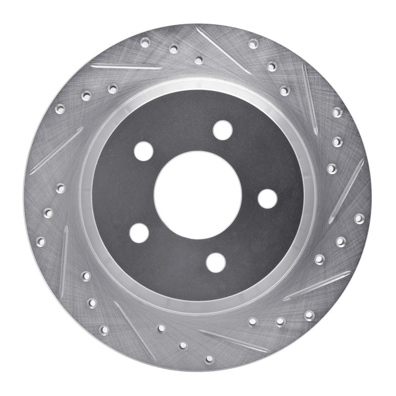 R1 Concepts R1 94-04 Ford Mustang Rear Right Drilled & Slotted Silver Brake Rotor