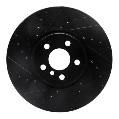 R1 Concepts R1 15-19 Mini Cooper Clubman Front Left Drilled & Slotted Black Brake Rotor